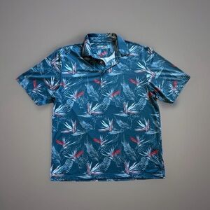 Roundtree & Yorke Men's Medium Performance Polo Shirt Bird of Paradise Floral M